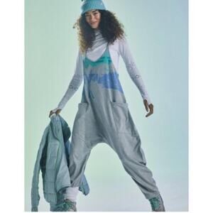 Free People Hotshot Printed Onsie Ski Graphic Gray Medium